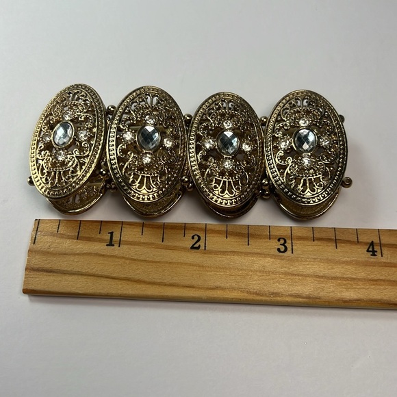 elastic gold tone rhinestone bracelet - Picture 5 of 7